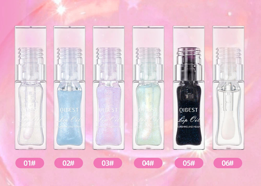 QIBEST - Bálsamo labial mágico con cambio de color cálido, brillo labial transparente, hidratante, brillo labial brillante, cosméticos para labios
