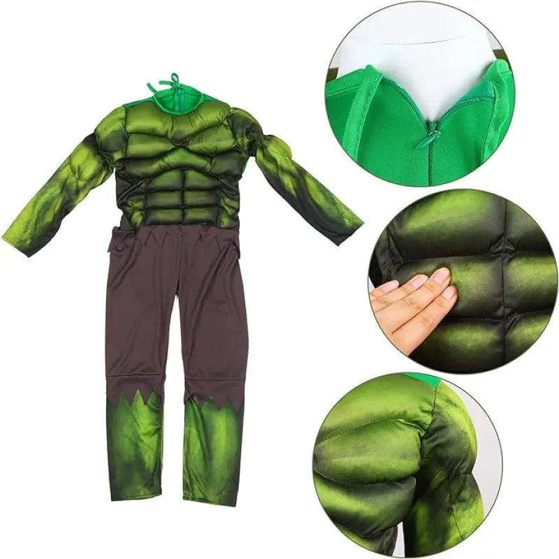 Halloween Party Costumes Adult Green Giant Muscle Model Clothing,CosplayJumpsuits And Hulk Masks, Children Adult Cosplay Clothes