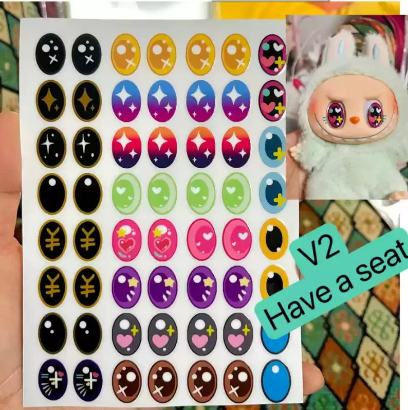 Autocollants pour les yeux Labubu V1v2, 17 cm, magnifiques et exquis, personnalisés, autocollants pour cils, poupées en vinyle, maquillage, outils de bricolage, accessoires