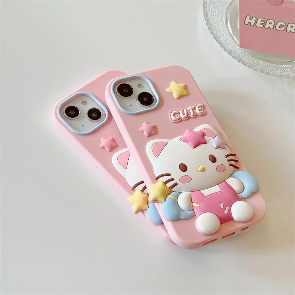 Funda de silicona para teléfono con dibujos de Hello Kitty