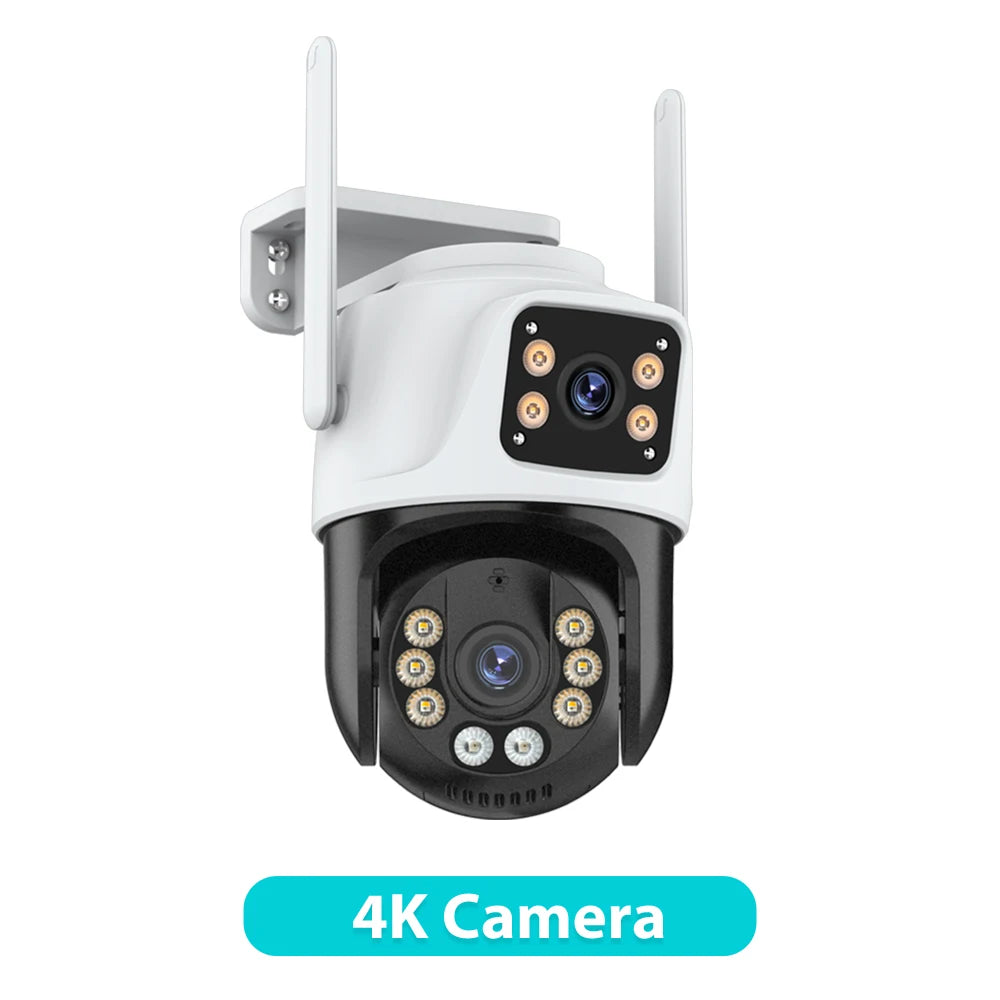 Caméra IP PTZ extérieure à trois objectifs, 6K HD, trois écrans, WiFi, suivi automatique, double objectif 4K, caméra de vidéosurveillance sans fil iCsee