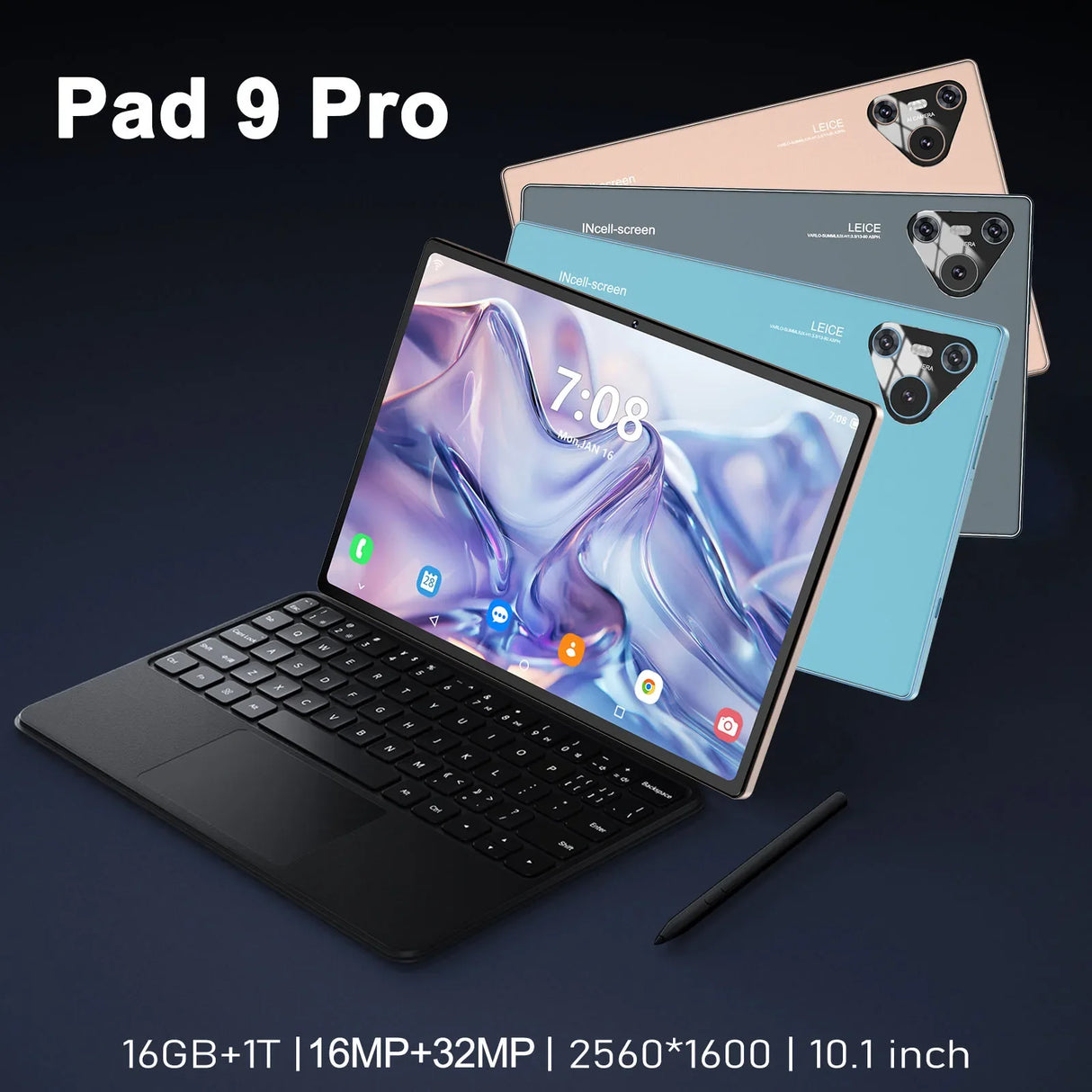 Tablette Pad 9 Pro originale 10,1 pouces Android 13 Snapdragon 8gen2 Global 16 Go + 1024 Go 10 000 mAh 5G Double SIM Wi-Fi Écran HD