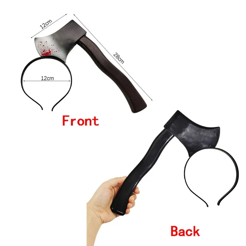 Halloween Decor Accessories Hair Hoop Horror Blood Fake Ax Saws Knife Gothic Headband Halloween Party Masquerade Cosplay Prop