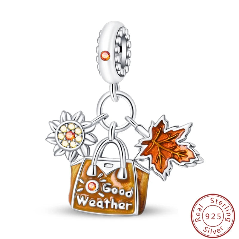 Ensemble de trois breloques en argent sterling S925, perles de 3 mm, motif princesse, golf, hamster, appareil photo, voyage, fabrication de bijoux fins