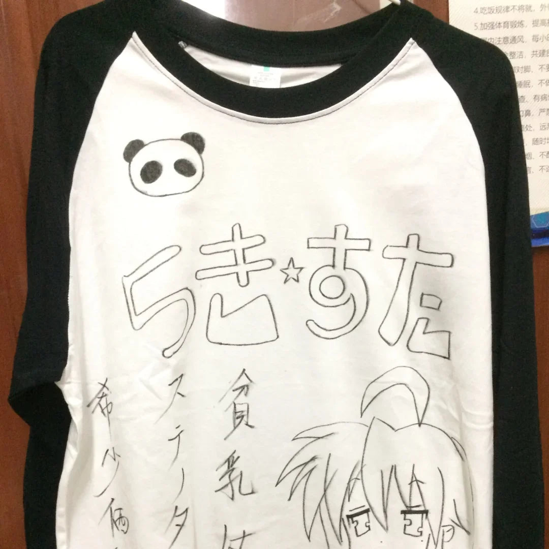 Japanese Cute Contrast Color Splicing Long Sleeve Tshirts Harajuku Kawaii Print Graphic Pullover Tee Loose Call-match Y2k Top - Lootquake