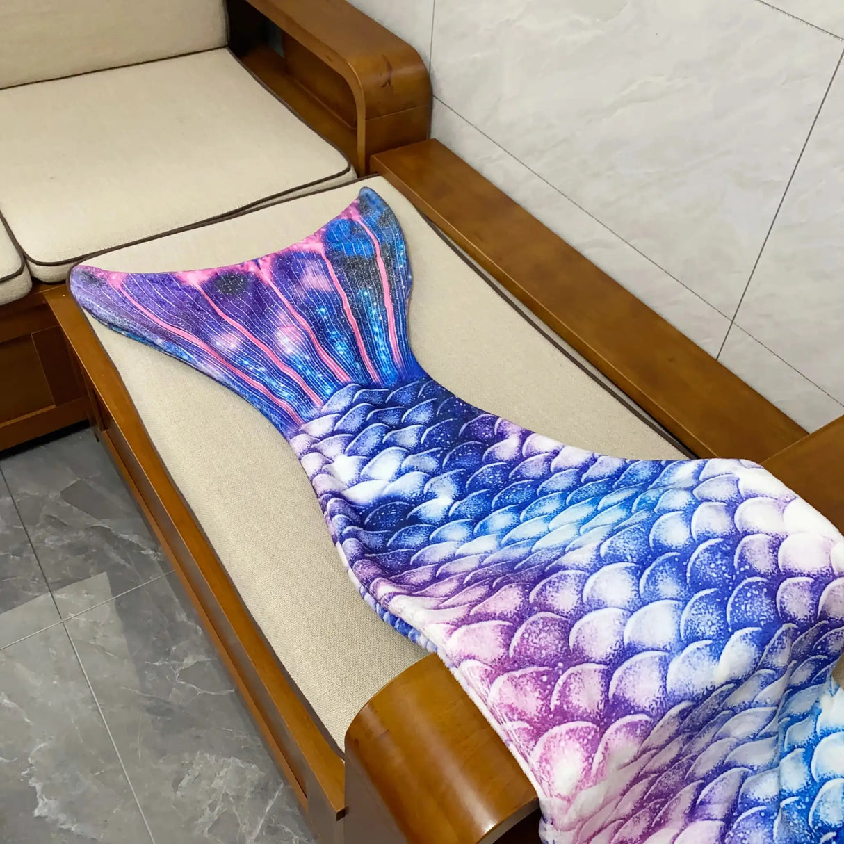Mermaid Blanket Sleeping Bag Anti Kick Flannel Quilt Soft Fabric High Color Fastness Children Birthday Gift Fish Tail - Lootquake