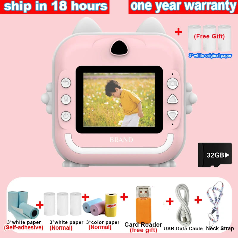 Cámara de impresión instantánea para niños, cámara fotográfica digital para niños y niñas con impresión térmica, juguetes educativos para niños, regalos, mini impresora térmica