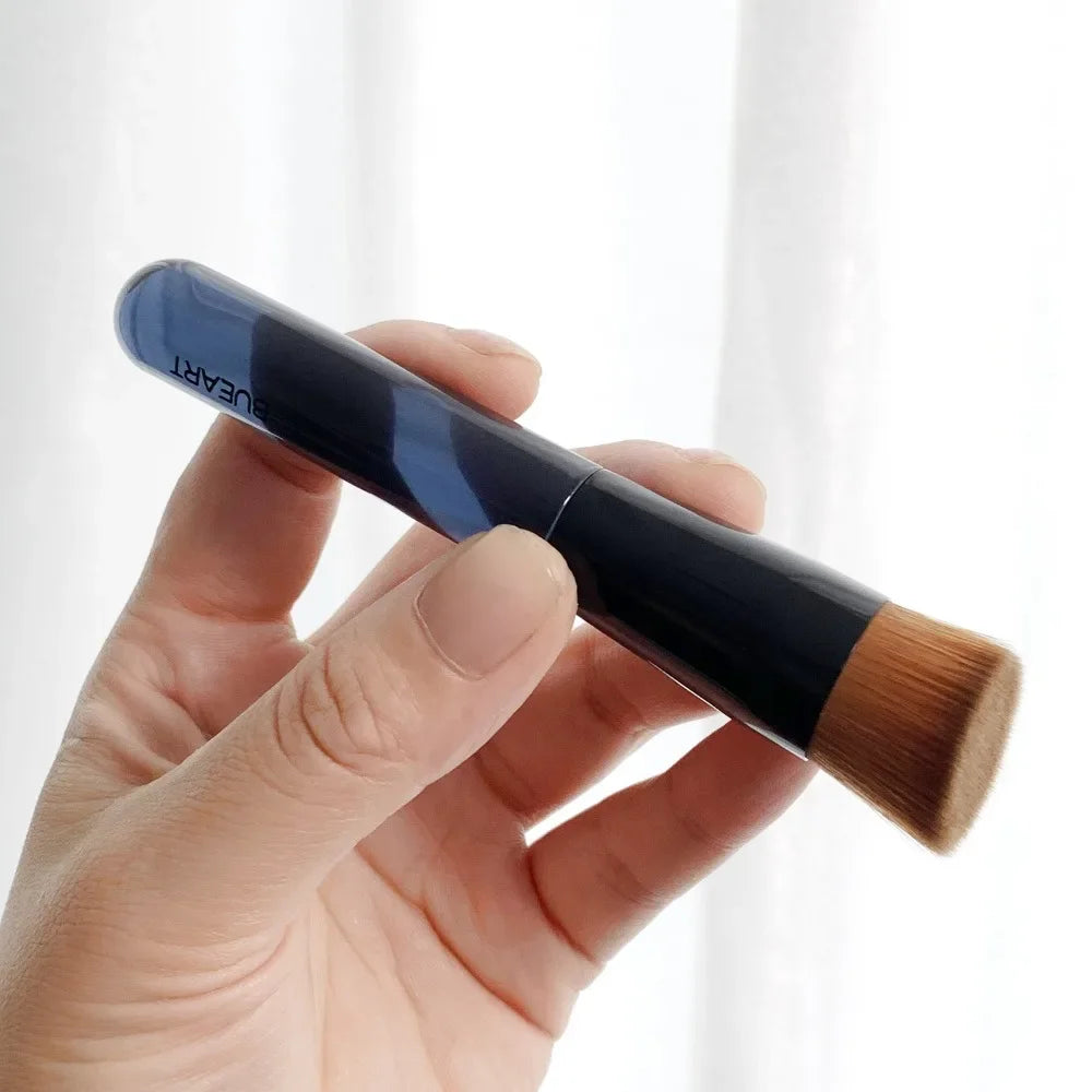Pinceau à fond de teint liquide à tête plate, pinceau à fond de teint biseauté, outil de contour du visage, fond de teint, correcteur, pinceau de maquillage