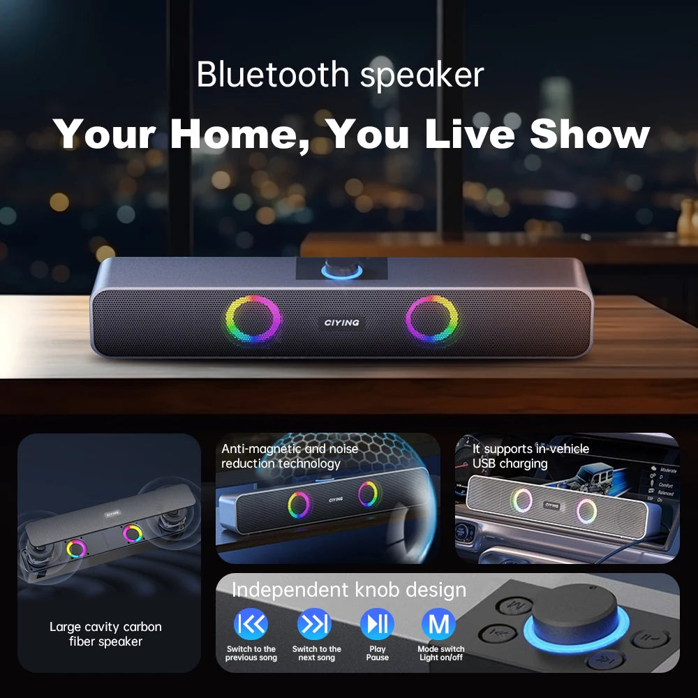 Bluetooth Speaker HD Sound Portable Playback AUX TF Card and USB LED Light Speaker Bluetooth 5.3 Wireless Loud Speaker amplified