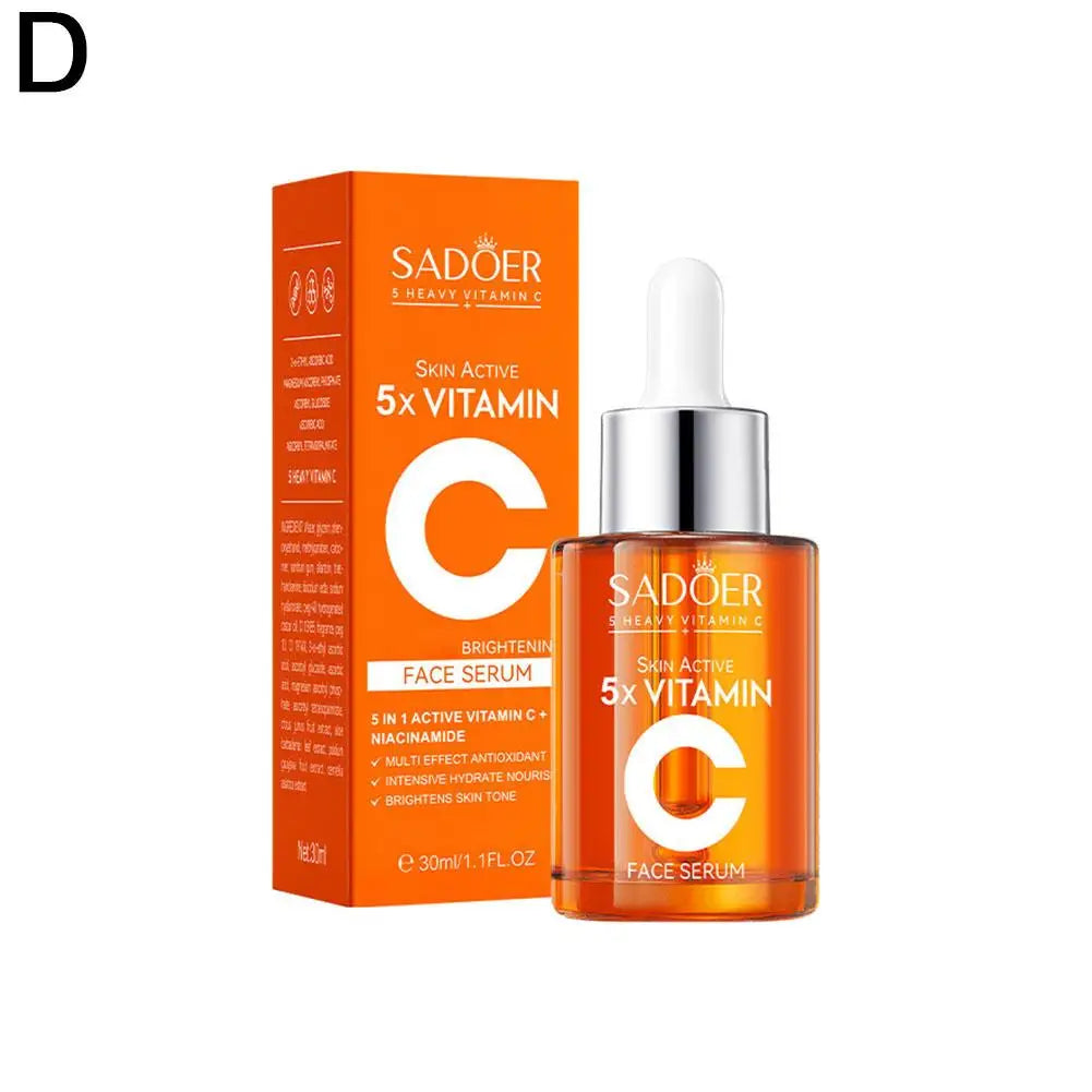 5 limpiadores faciales con vitamina C, loción, crema para ojos, suero facial blanqueador e iluminador, productos para el cuidado de la piel que reducen la opacidad del tono.