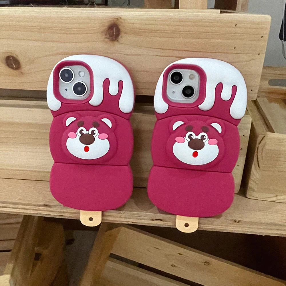 Funda de goma suave para teléfono con diseño de oso Cinnamoroll y helado
