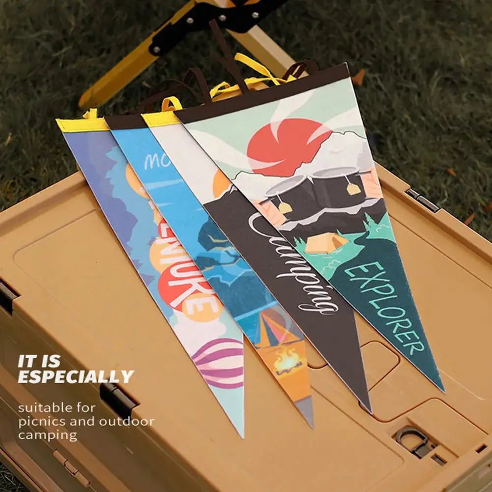 Outdoor Camping Tent Pennant Flags Picnic Canopy Atmosphere Decorations Camp Hanging Flags Holiday Scene Felt Bunting - Lootquake