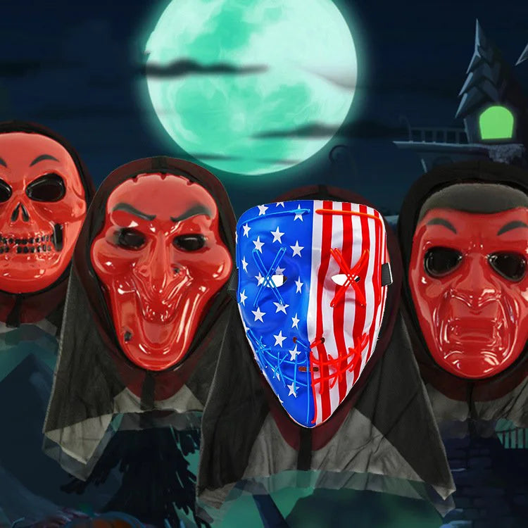 scary halloween costumes adults fantasia cosplay masque LED scream ghost horror mask children black skeleton costume suit