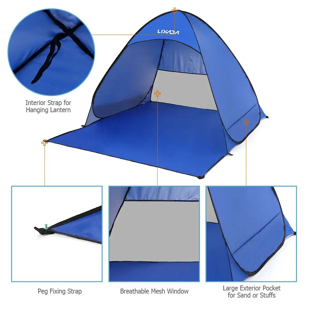 Lixada Automatic Instant Pop Up Beach Tent Lightweight Outdoor UV Protection Camping Fishing Tent Cabana Sun Shelter - Lootquake
