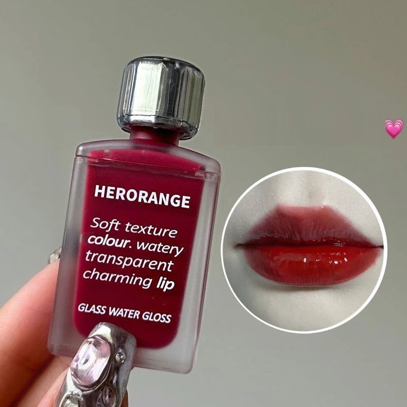 HERORANGE Brillo de labios ligero, brillo de labios, no se pega fácilmente, duradero, lápiz labial hidratante de agua, maquillaje líquido coreano