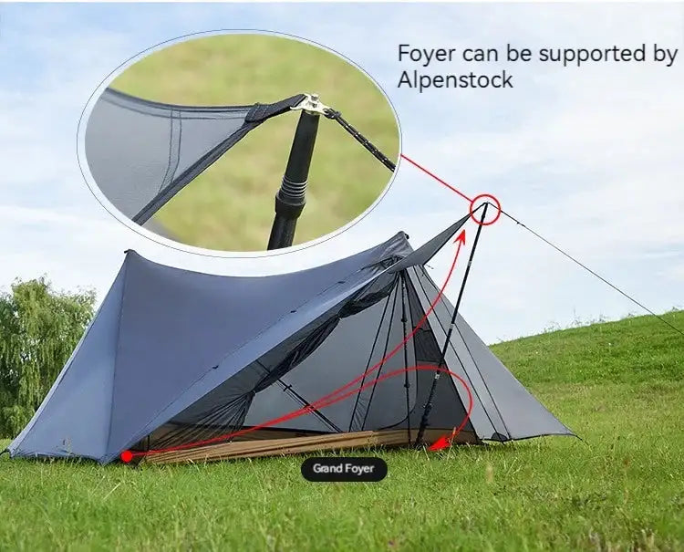 ASTA GEAR Yun Chuan double-sided silicon-coated double A pyramid 15D nylon rodless camping hiking outdoor tent - Lootquake
