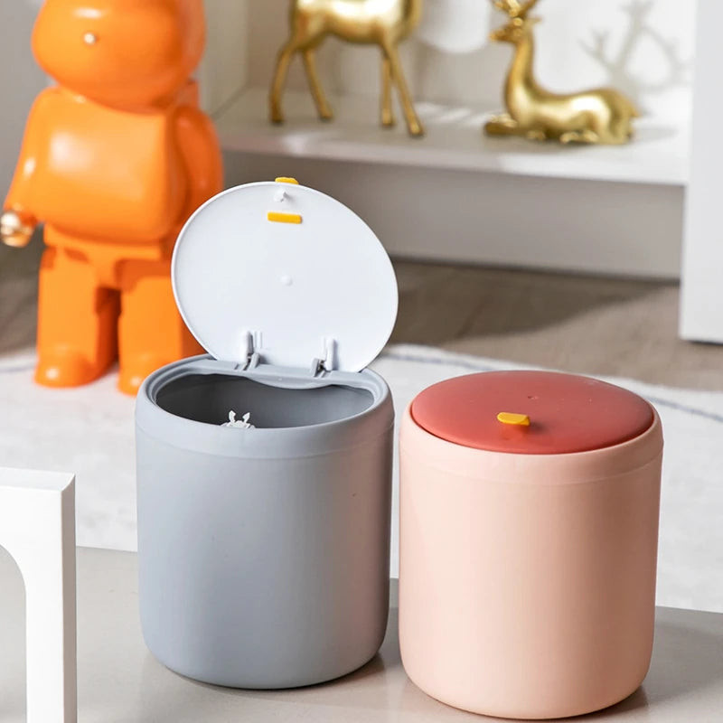 Mini Trash Can Waste Bins Desktop Garbage Basket Home Table Plastic Trash Can Office Supplies Dustbins Sundries Barrel Box