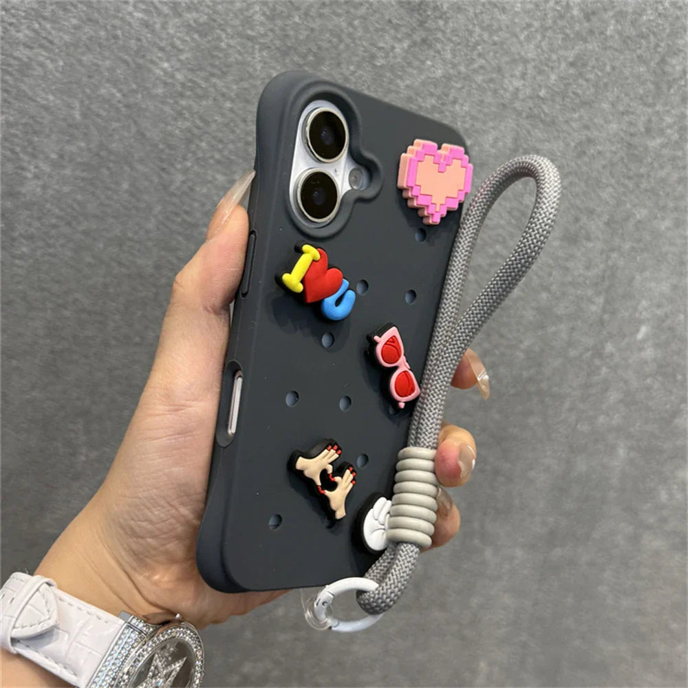 Funda blanda de silicona líquida con agujeros para iPhone