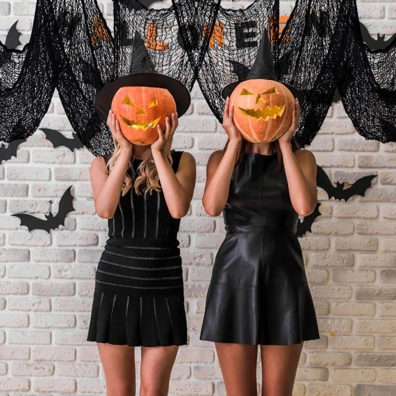 2M/4M Halloween Decorations Black Creepy Gauze Cloth Window Table Door Net Spooky Fancy Dress Party Haunted House Wall DIY Decor