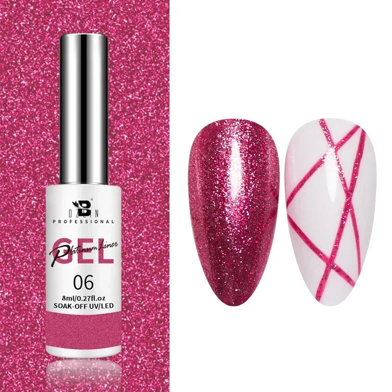 Esmalte de uñas en gel semipermanente, efecto espejo metálico, cromado, superbrillante, francés, UV LED, 5 ml, dorado y plateado.