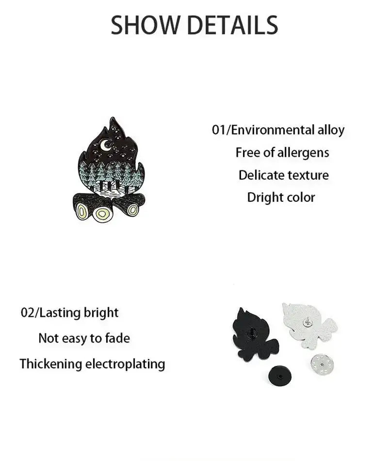 Camping Life Enamel Pin Outdoor Compass Canvas Shoe Bonfire Tent Motorhome Brooches Bag Lapel Pin Badge Jewelry Gift for Friends - Lootquake