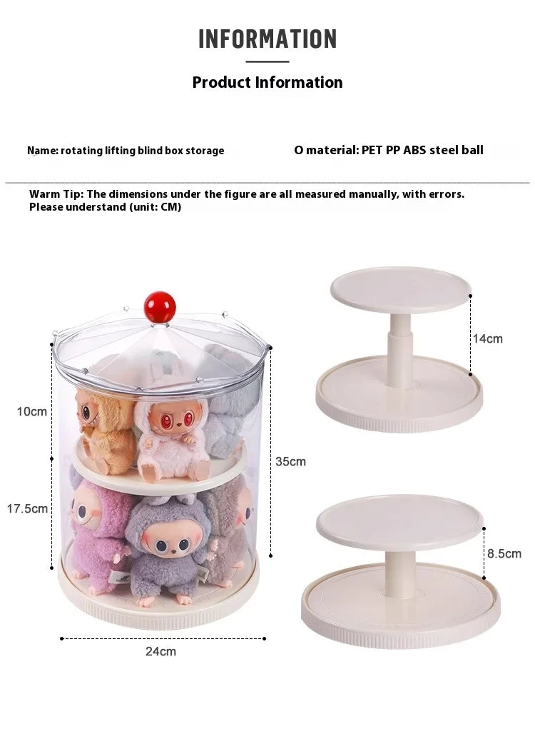 Labubu Rotating Display Box, Transparent Acrylic, Plush Doll Hand-Made Dust-Proof Labubu Pendant Storage Box.
