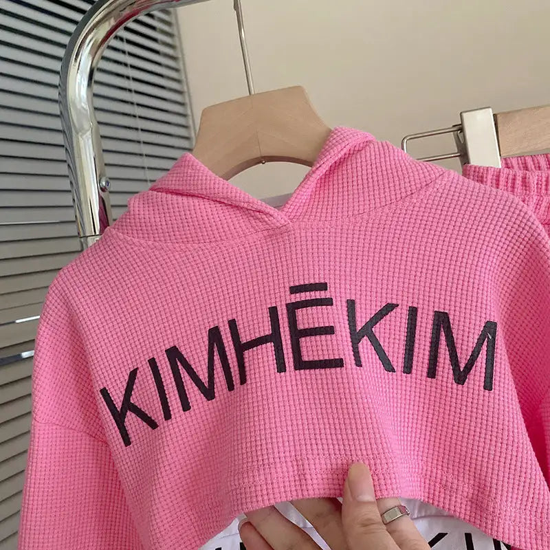 Autumn Baby Girl 3 Pieces Clothes Set Children Long Sleeve Letter Pullover + Sleeveless Top + Sport Pant Suit Girls Tracksuit - Lootquake