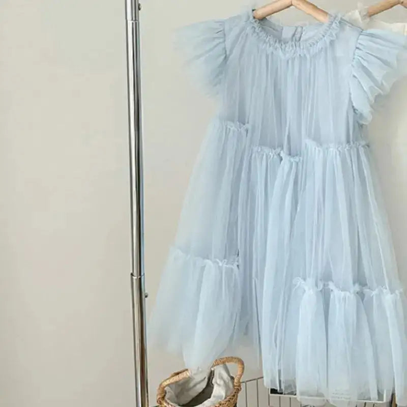Fashion Baby Girl Princess Tutu Long Dress Fly Sleeve Infant Toddler Mesh Tulle Vestido Party Pageant Birthday Ball Gown 1-12Y - Lootquake