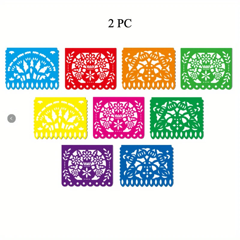 4 PCS Mexican Party Banners, Plastic Papel Picado Mexico Decor, Easter Decor, , Day of The Dead Decoration, 18 Feet Total - Lootquake