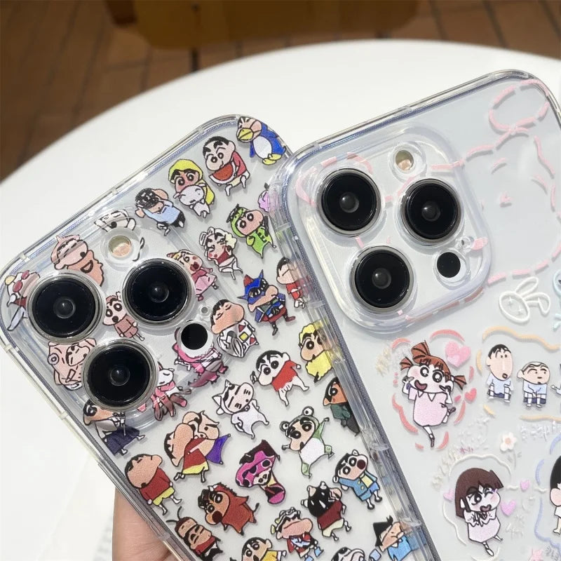 Funda para iPhone con diseño de crayón Shin-chan en 3D para el día a día.
