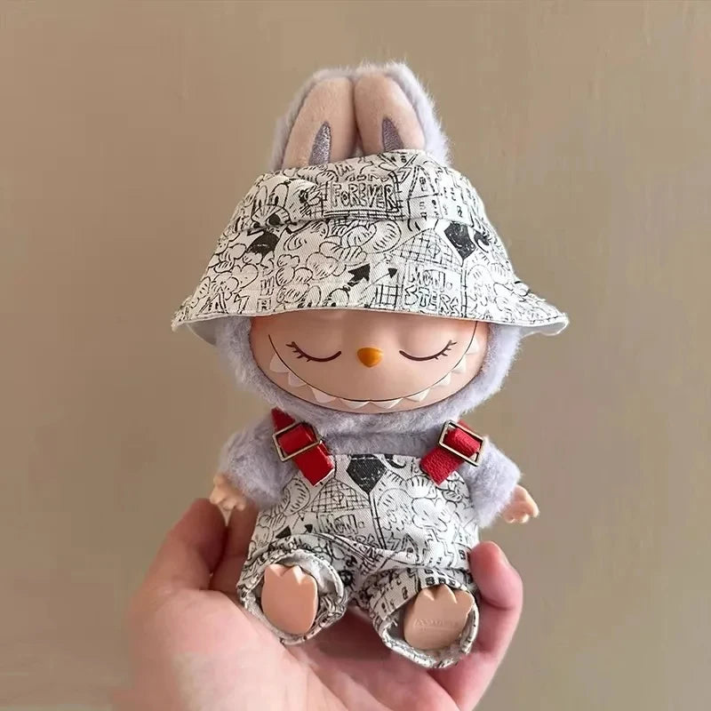 Labubu V1 V2 génération poupée imprimé sweat à capuche décontracté marque de mode cardigan chapeau de pêcheur vêtements de travail cadeau d'anniversaire