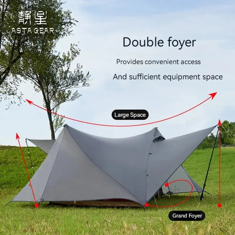 ASTA GEAR Yun Chuan double-sided silicon-coated double A pyramid 15D nylon rodless camping hiking outdoor tent - Lootquake