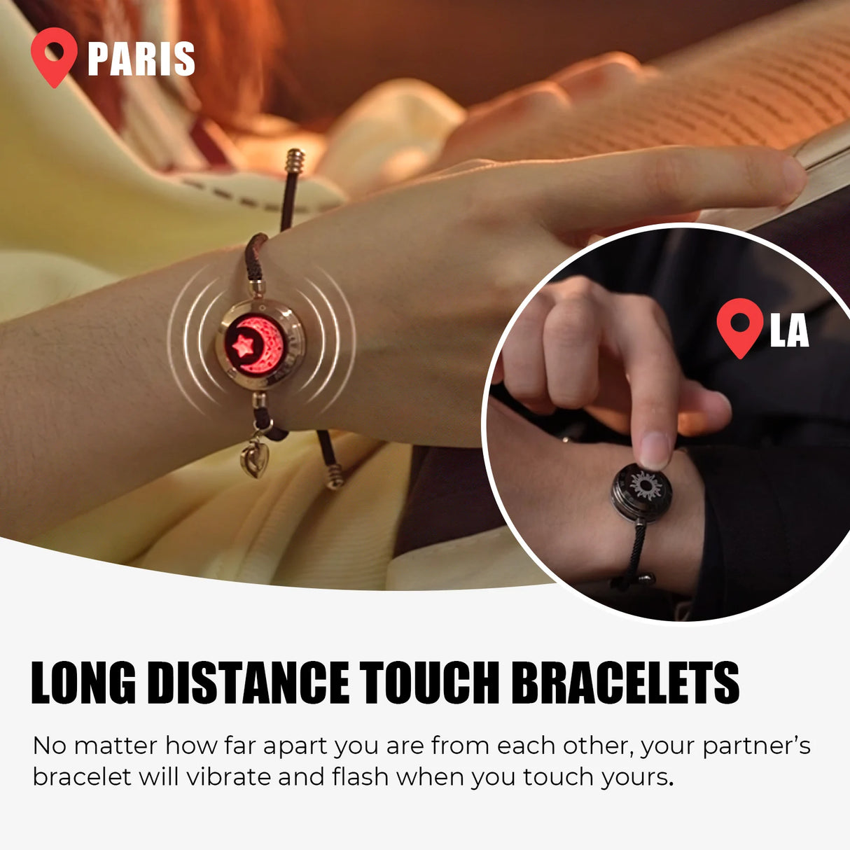 TOTWOO Touch Single Bracelet - Long Distance Touch Bracelet Light up and Vibration Relationship Love Baracelet Smart Jewelry - Lootquake
