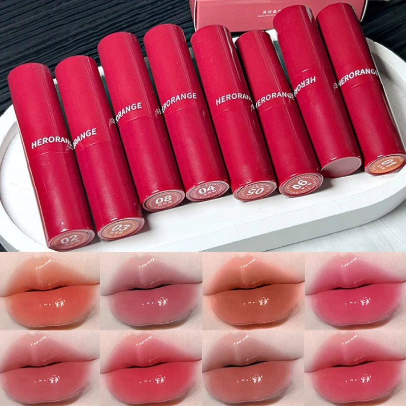 Brillo labial HERORANGE de alto brillo: duradero, sin transferencia, acabado espejo, tinte labial hidratante aterciopelado para un aspecto natural, vegano.