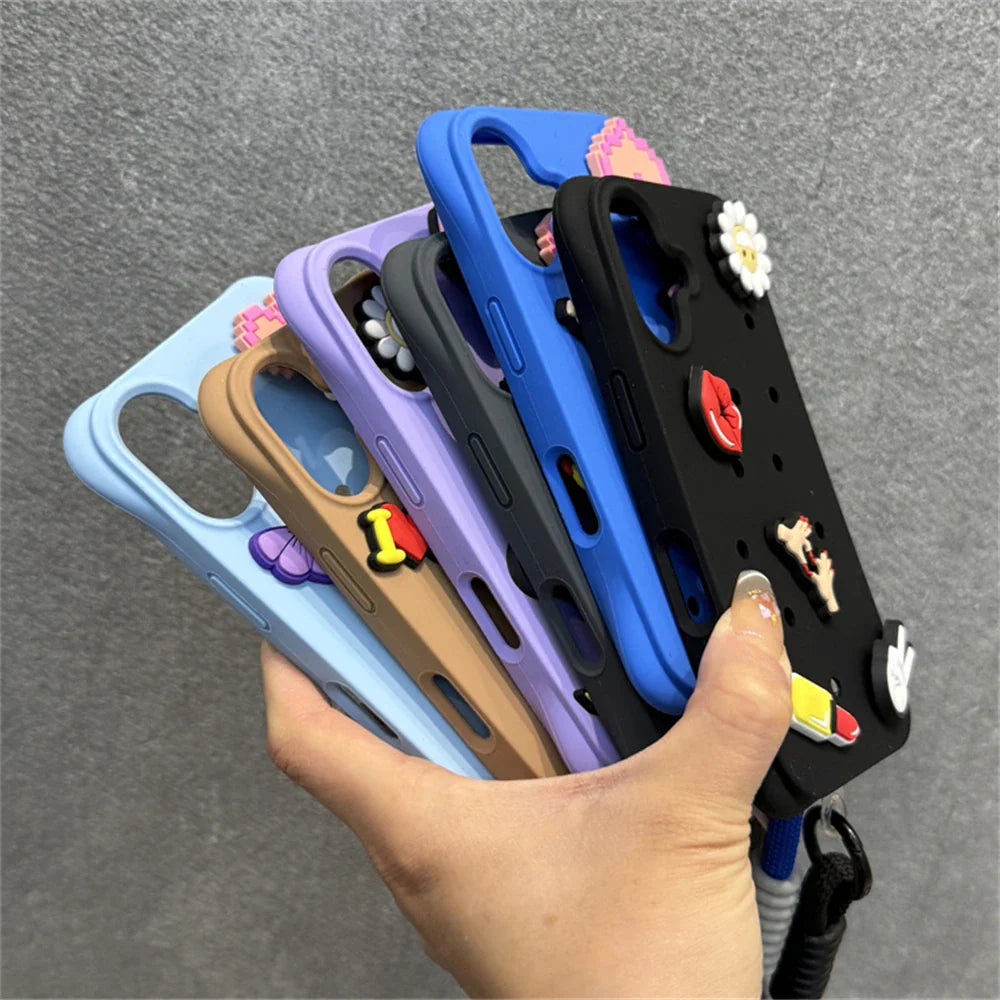 Funda blanda de silicona líquida con agujeros para iPhone