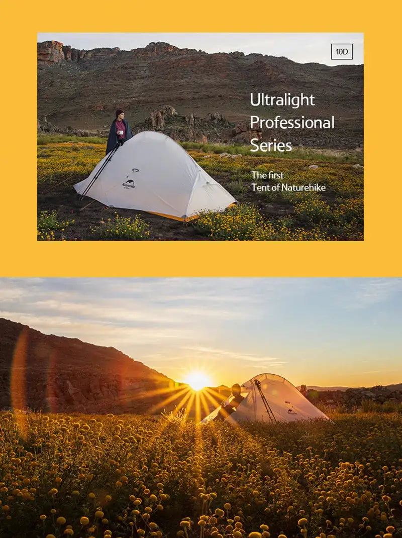 Naturehike Camping Tent Ultralight Portable Cloud Up 2Person 10D Upgraded Folding Backpack Waterproof Tent Travel Beach Tents - Lootquake
