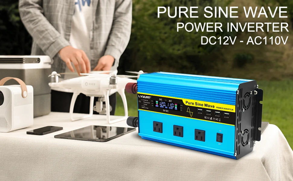 4000W Pure Sine Wave Inverter DC 12v/24v To AC 110v 60HZ Voltage Converter Car Solar Power Inverter