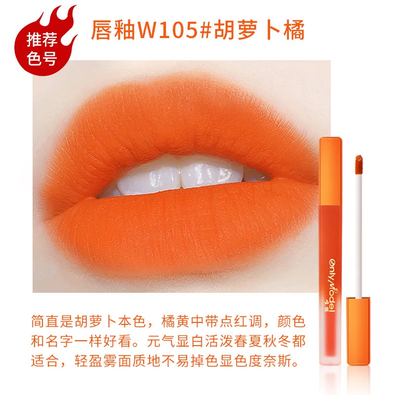 Rouge à lèvres orange, mat, waterproof, longue tenue, résistant, velours, cosmétique, sexy, maquillage