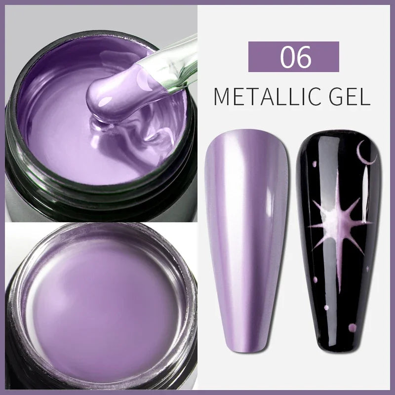 Esmalte de uñas en gel semipermanente, efecto espejo metálico, cromado, superbrillante, francés, UV LED, 5 ml, dorado y plateado.