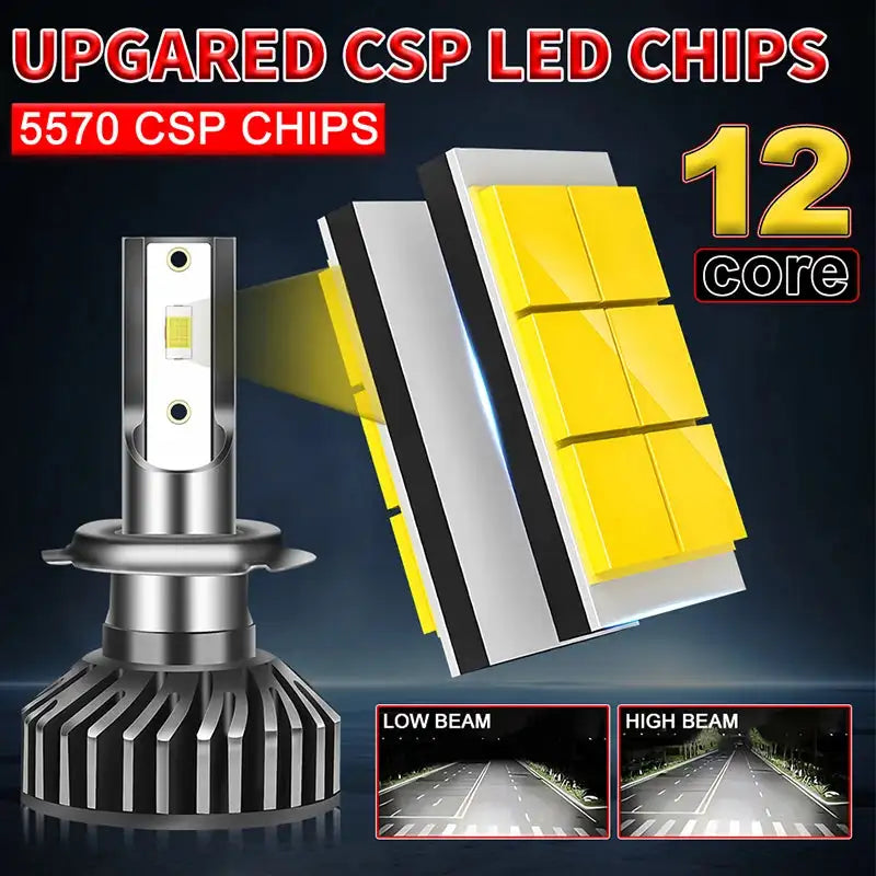 HLXG H7 H4 LED Headlight 12PCS 5570 CSP Chip 300W Auto LED Headlamp H8 H9 H11 H1 9005 9006 HB3 HB4 4300K 6K 8K Fog Lamp 12V - Lootquake