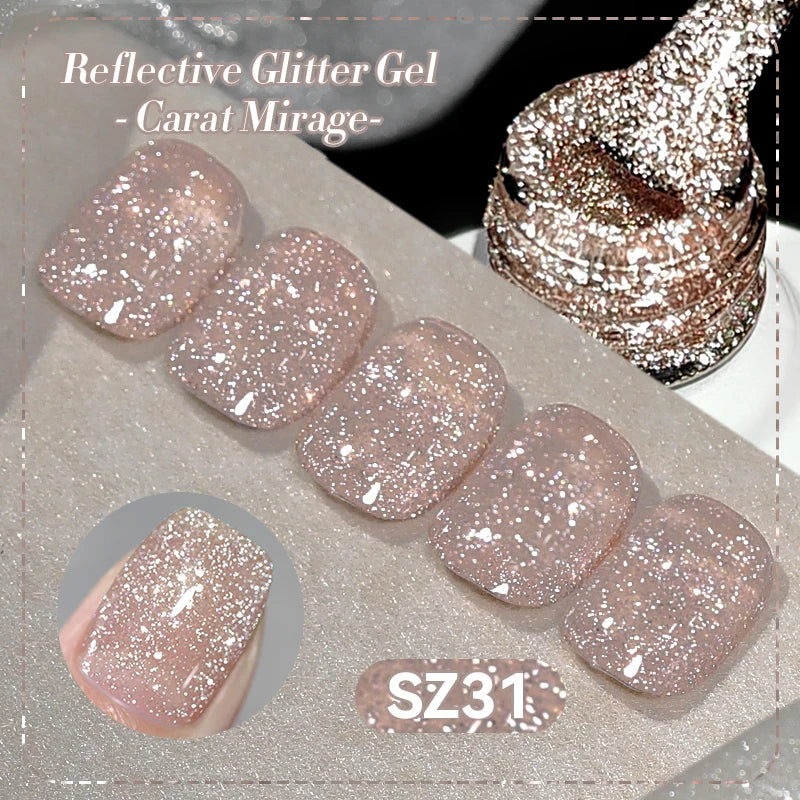 BORN PRETTY 10ml Reflective Glitter Gel Nail Polish Carat Mirage Sparkling Color Shine UV LED Soak Off Semi-Permanant Varnish