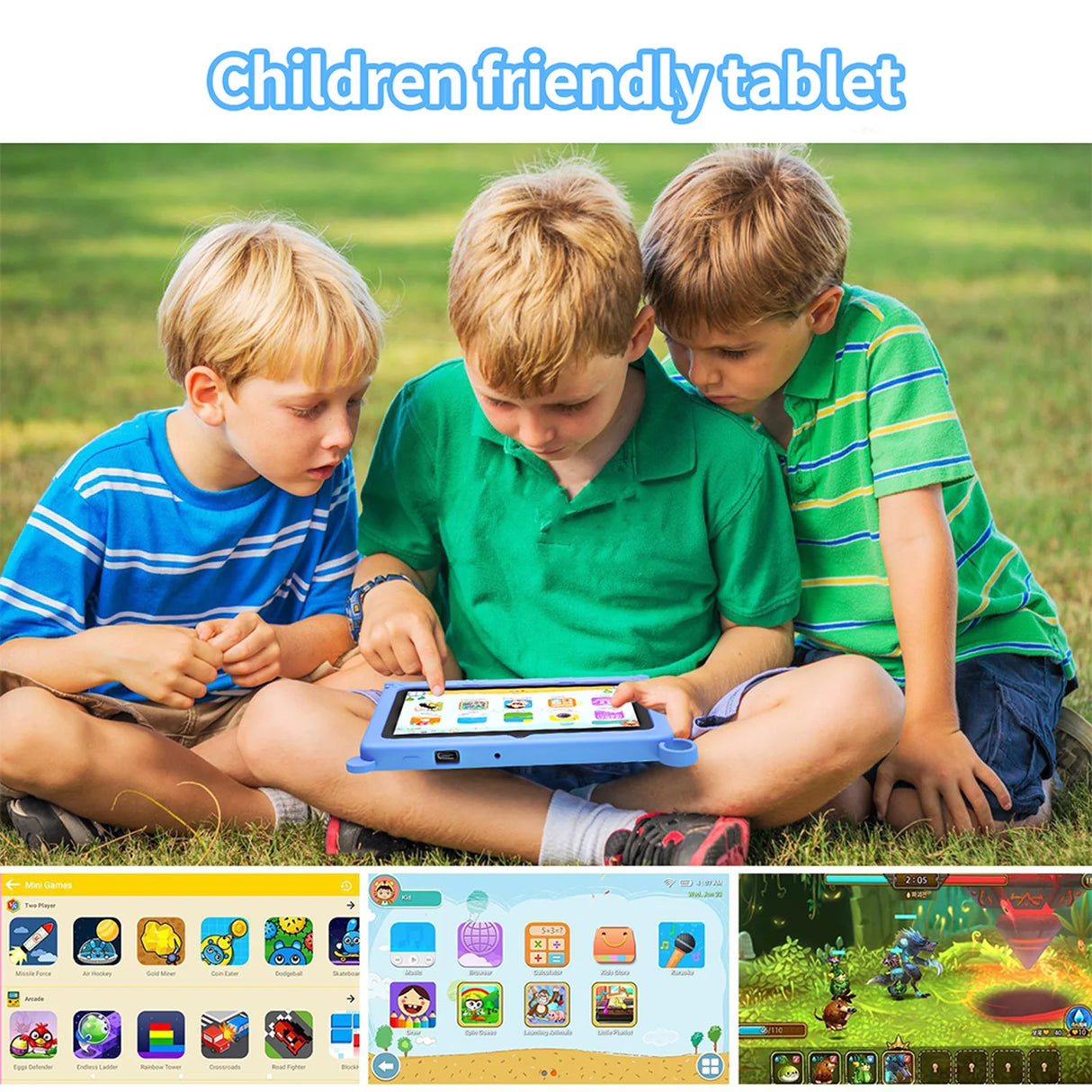 Tablette enfant BDF 7 pouces Google Learning Education Games Quad Core 4 Go RAM 64 Go ROM WiFi Bluetooth Double caméra