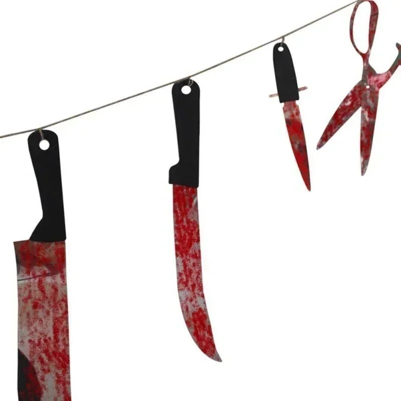 Halloween Decoration Horror House Bloody Weapons Garland Banner Halloween Bar Club Zombie Vampire Party Decorations Supplies