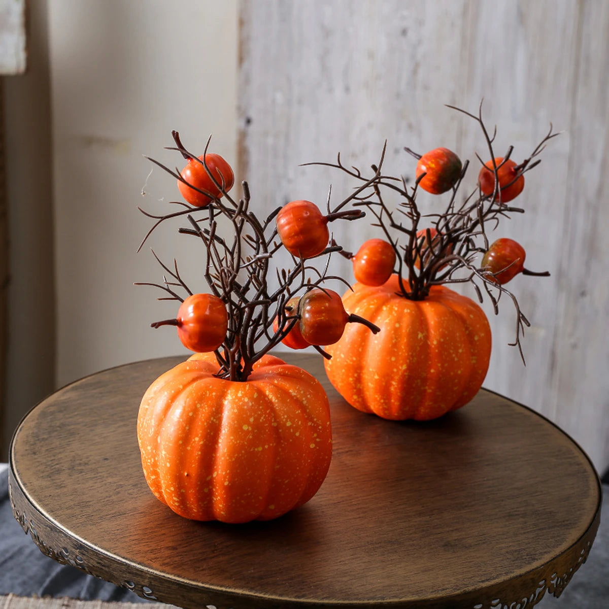 Decoración de calabaza de Halloween con flores artificiales para fiesta, decoraciones otoñales espeluznantes para el hogar, regalo de arreglo floral artificial