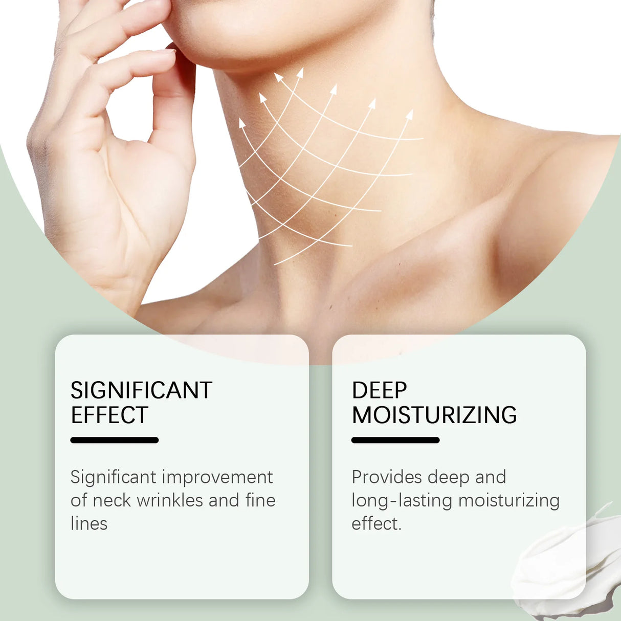 Crema de colágeno para el cuello, antiedad, reduce arrugas, líneas, mejora la papada, flacidez, reafirma, ilumina la piel. Crema de belleza para el cuello.