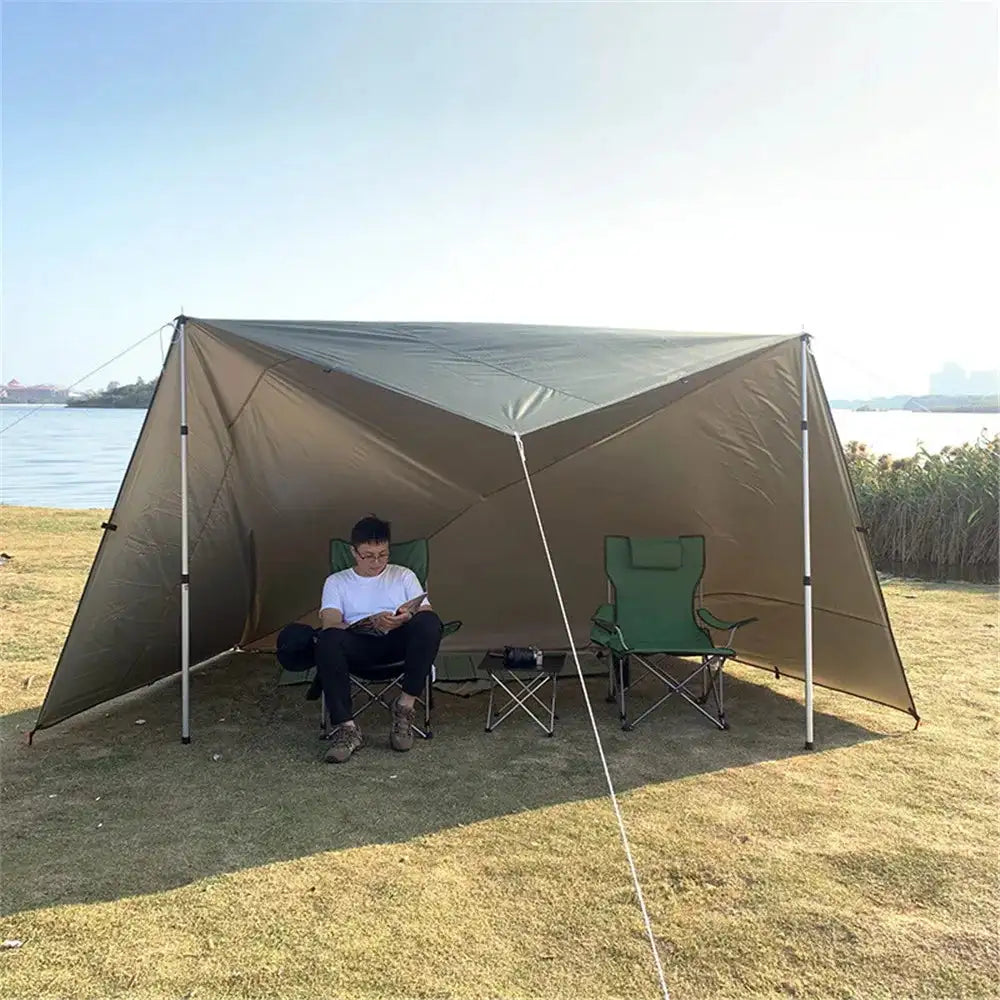 4x4m 4x3m 3x3m 19 Hang Points Tent Tarp Survival Sun Shelter Shade Canopy Outdoor Backpacking Waterproof Camping Awning SunShade - Lootquake