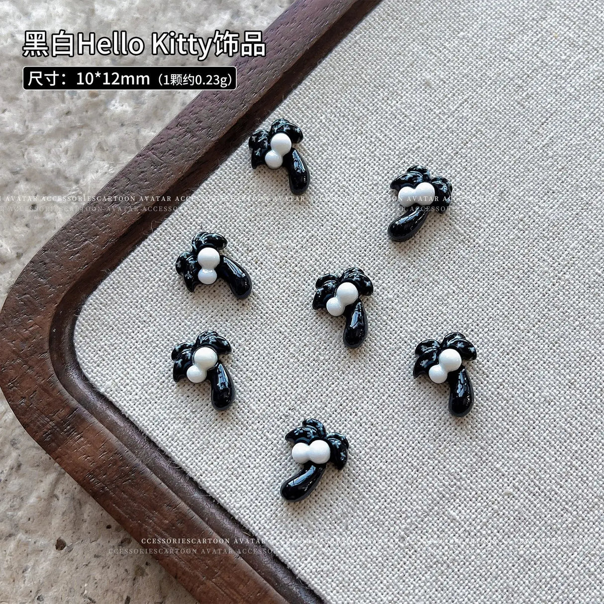 20Pcs Sanrioed Summer Beach Hello Kittys Nail Accessories Cartoon Black Skin Resin Charms Diy Girl Gift Nail Decoration - Lootquake