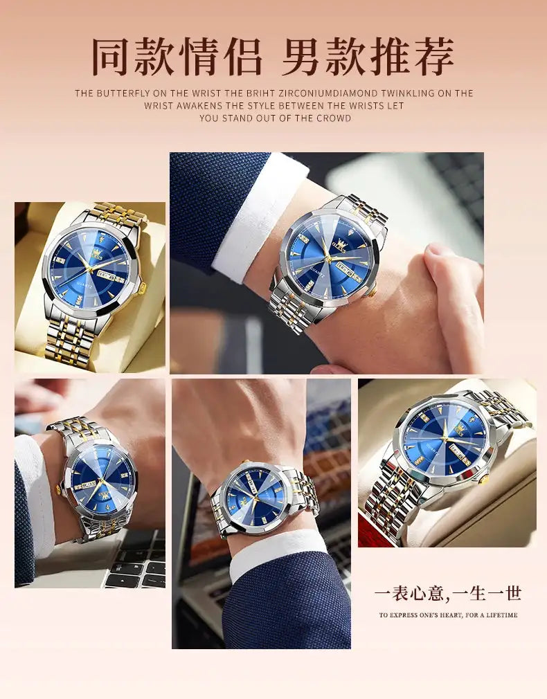 OLEVS Original Brand Elegant Women's Watches Waterproof Luminous Quartz Watch for Lady Necklace Bracelet Gift Box Set Calendar - Lootquake