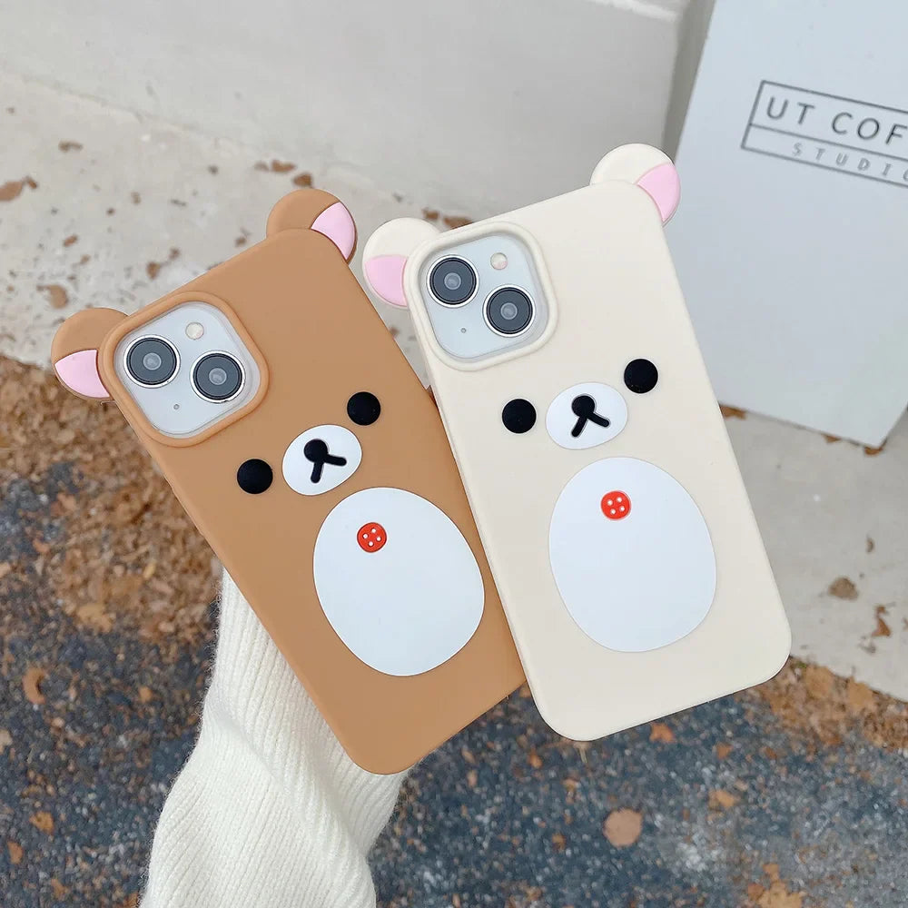 Funda de silicona suave para teléfono con diseño de oso Rilakkuma de dibujos animados