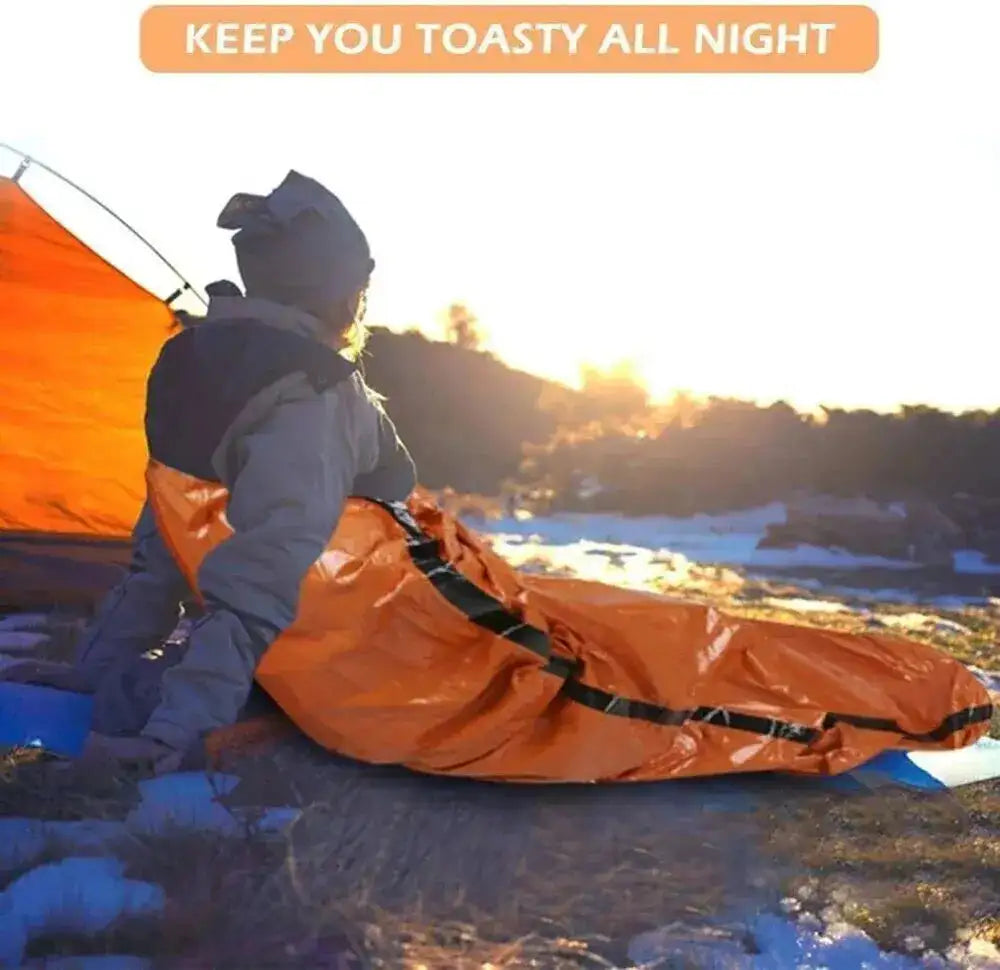 Emergency Sleeping Bag Ultra Waterproof Mylar Thermal Blankets Lightweight Survival Sleeping Bag Keep Warm for Camping Hiking - Lootquake